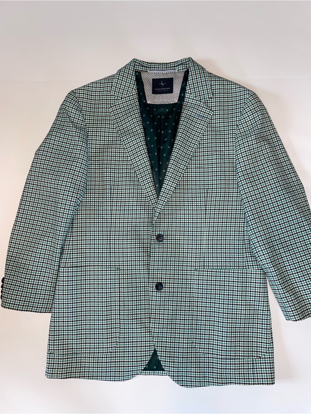 Tailorbyrd Collection Men’s Green Plaid Blazer Sport Coat Suit Jacket 40L